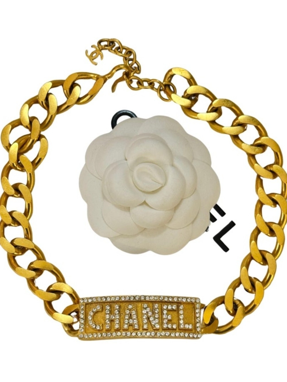 Rare CHANEL 1995 Barbie Collection Plate Logo Choker.